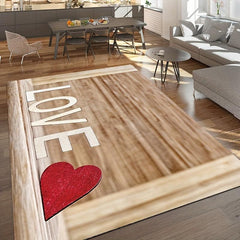 Wooden Board Warm Love Printed Floor Mat
