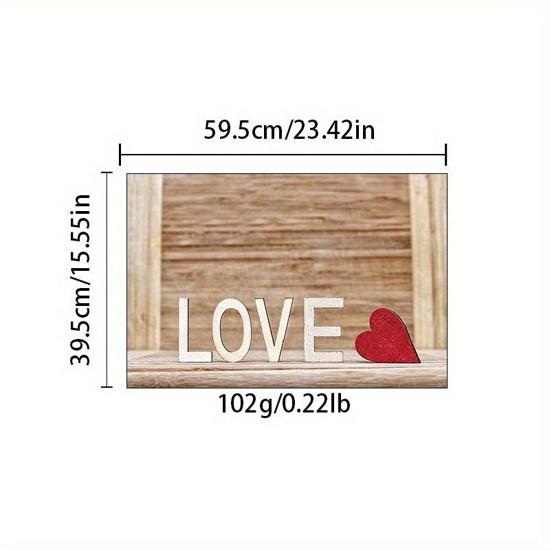 Wooden Board Warm Love Printed Floor Mat
