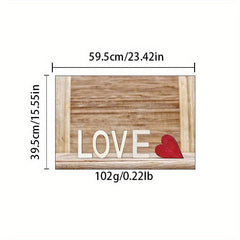 Wooden Board Warm Love Printed Floor Mat