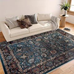 Vintage Floral Area Rug Non-slip Distressed Boho Carpet for Living Room