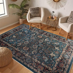 Vintage Floral Area Rug Non-slip Distressed Boho Carpet for Living Room