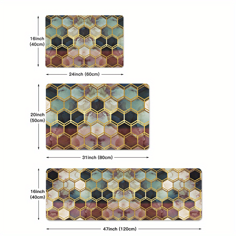 1pc 3D Hexagonal Kitchen Mat Ultra Soft & Non Slip
