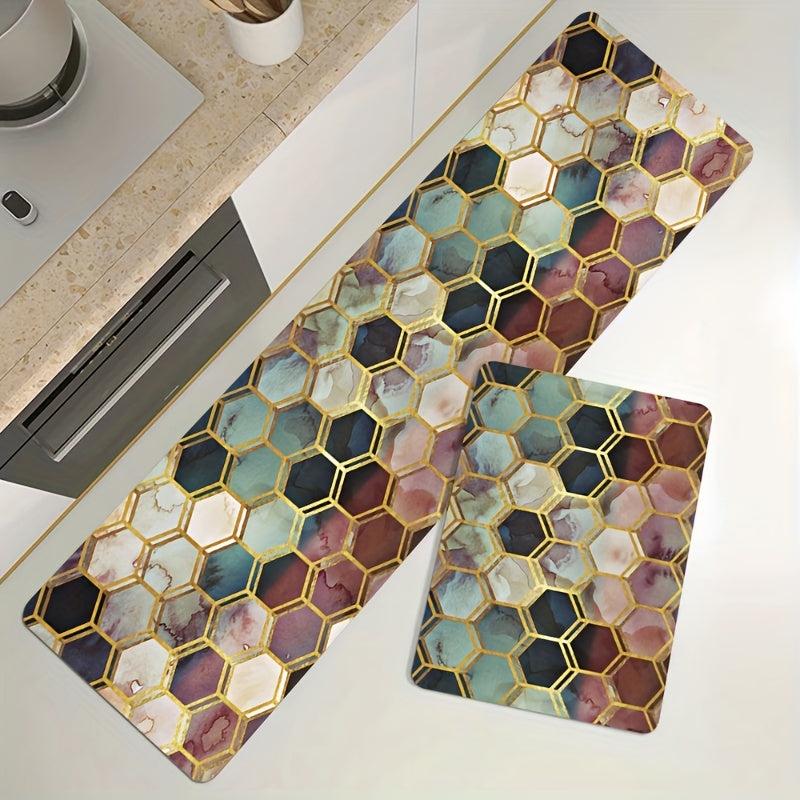 1pc 3D Hexagonal Kitchen Mat Ultra Soft & Non Slip