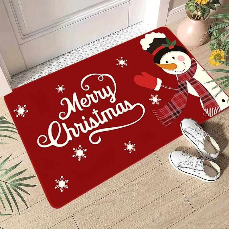Merry Christmas Door Mat Rug Winter Snowman Welcome Floor Mat