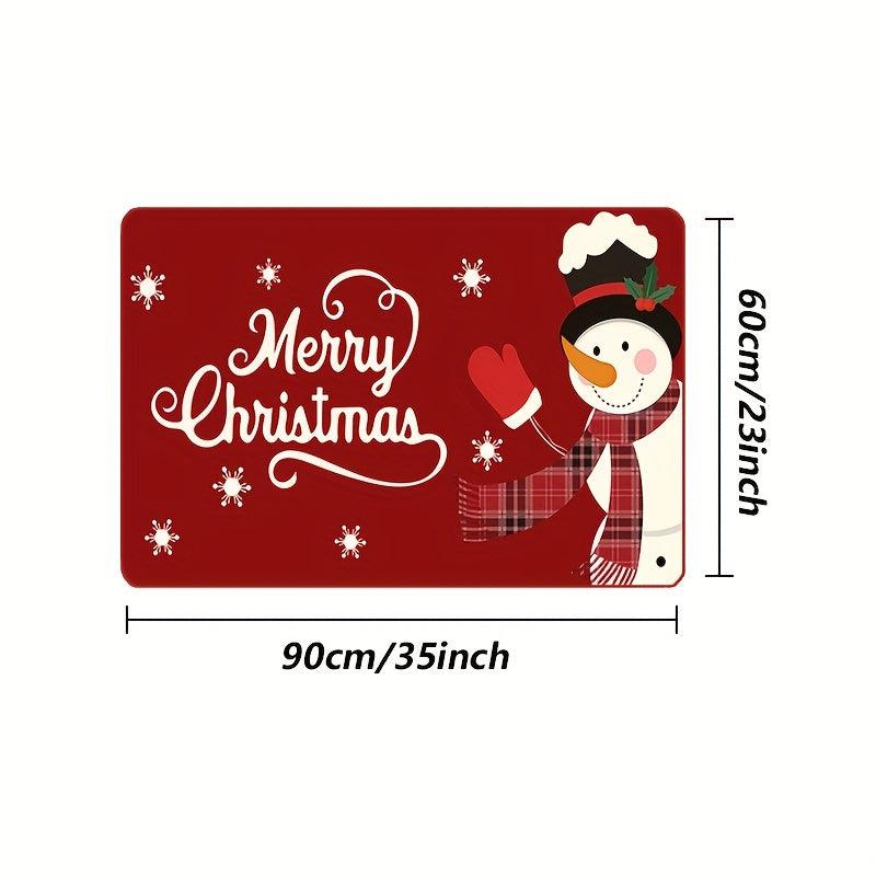 Merry Christmas Door Mat Rug Winter Snowman Welcome Floor Mat