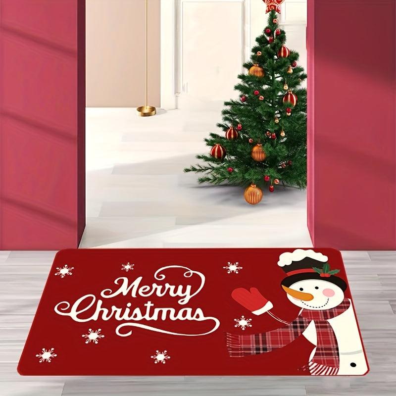 Merry Christmas Door Mat Rug Winter Snowman Welcome Floor Mat