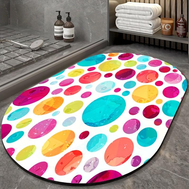 Absorbent Diatom Mud Bath Rug Non Slip Carpet Colorful Bubble Pattern