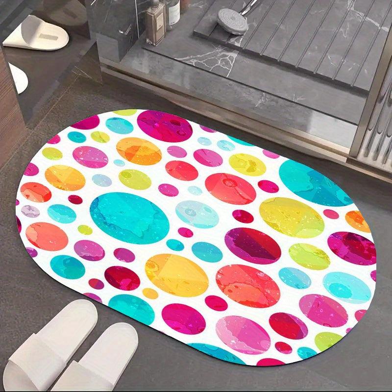 Absorbent Diatom Mud Bath Rug Non Slip Carpet Colorful Bubble Pattern