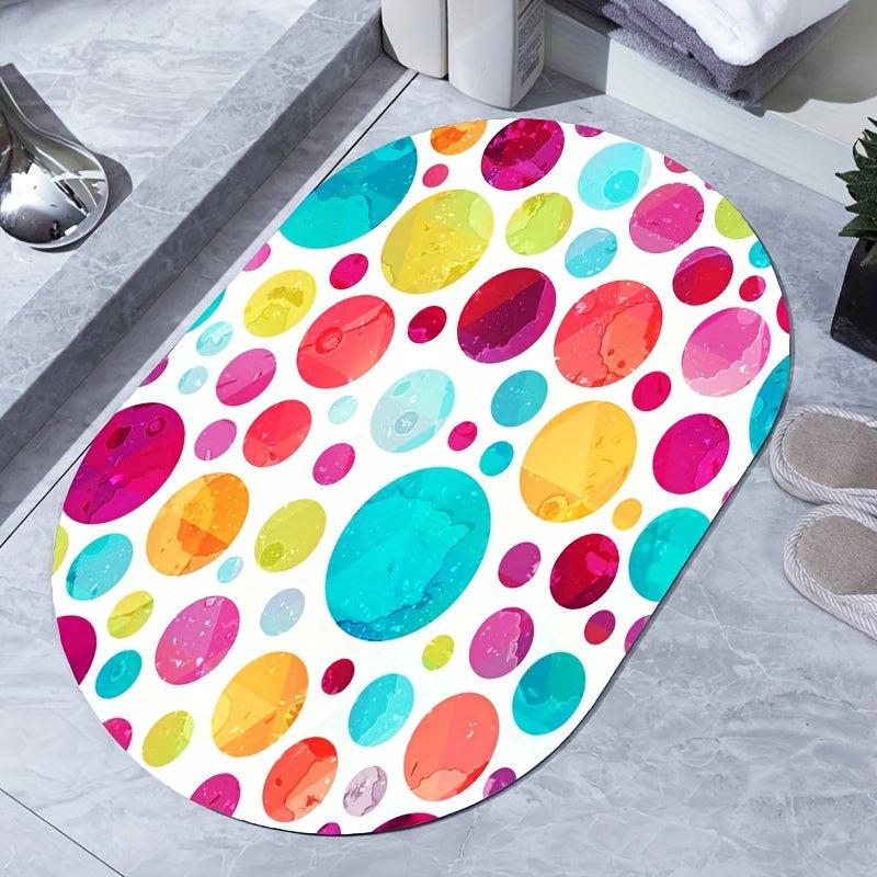 Absorbent Diatom Mud Bath Rug Non Slip Carpet Colorful Bubble Pattern