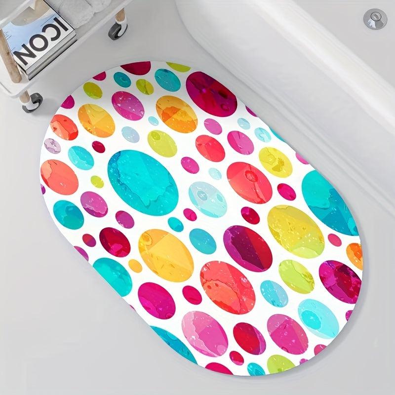 Absorbent Diatom Mud Bath Rug Non Slip Carpet Colorful Bubble Pattern