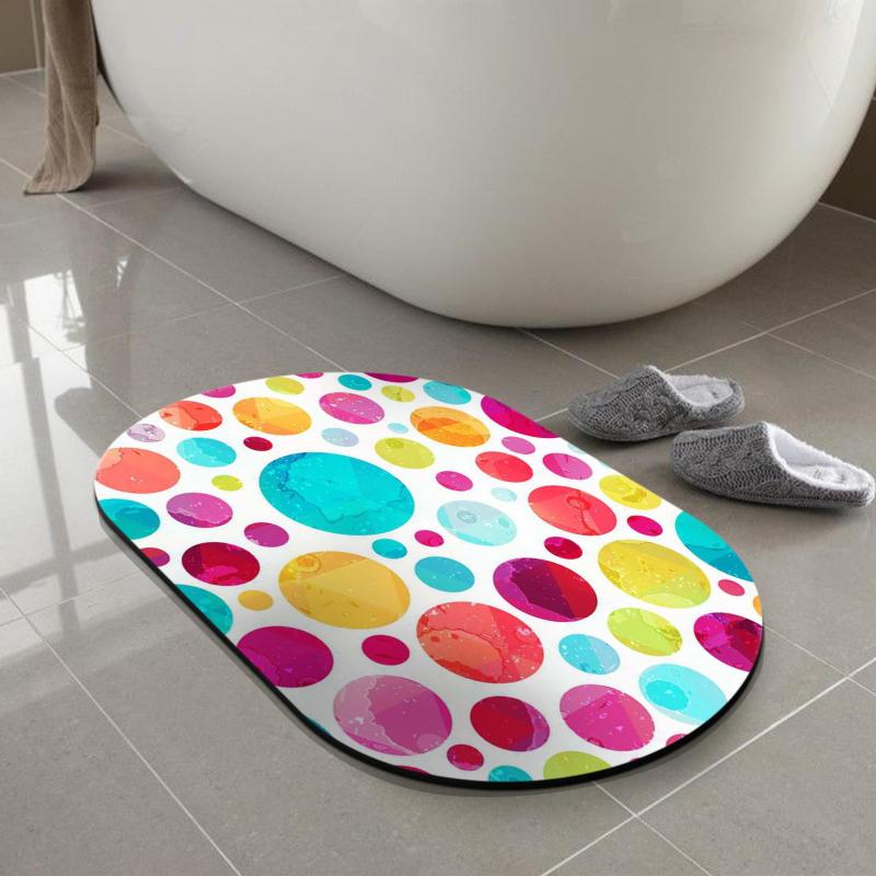 Absorbent Diatom Mud Bath Rug Non Slip Carpet Colorful Bubble Pattern