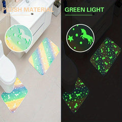3pcs Night Light Floor Mat Sponge Bathroom Mat Set Non-slip Durable Bathroom Car