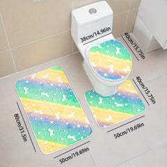 3pcs Night Light Floor Mat Sponge Bathroom Mat Set Non-slip Durable Bathroom Car