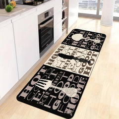 1PC Letters And Kitchen Ware Pattern Kitchen Rug Floor Rug Dirt Resistant
