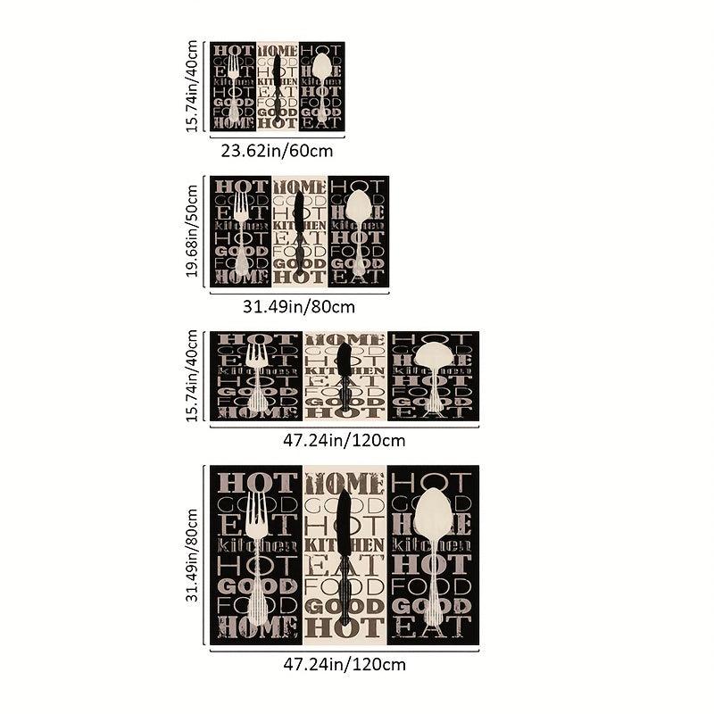 1PC Letters And Kitchen Ware Pattern Kitchen Rug Floor Rug Dirt Resistant