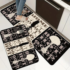 1PC Letters And Kitchen Ware Pattern Kitchen Rug Floor Rug Dirt Resistant