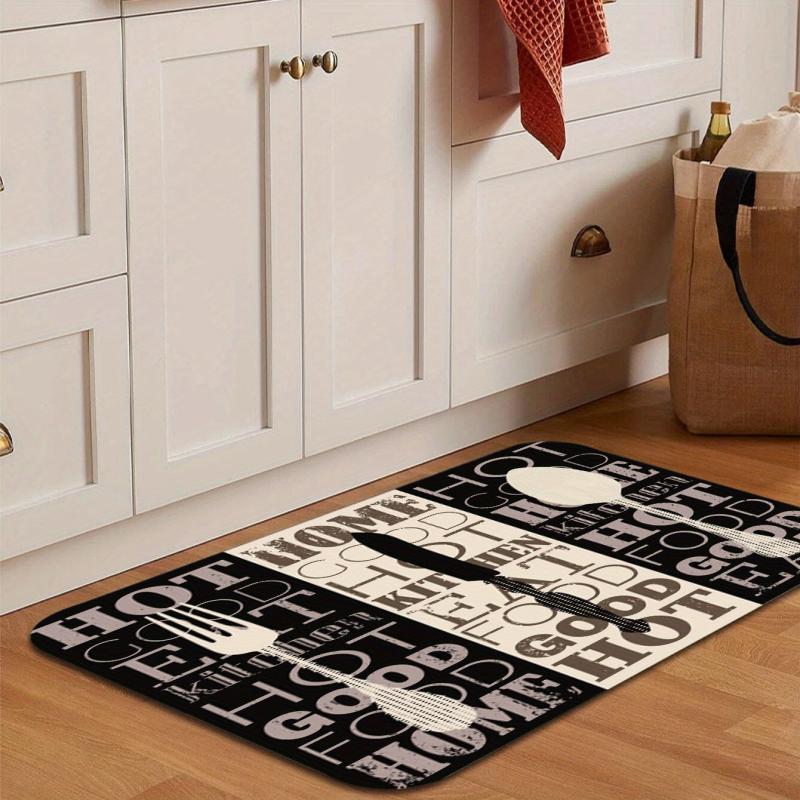 1PC Letters And Kitchen Ware Pattern Kitchen Rug Floor Rug Dirt Resistant