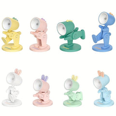 Adorable Mini Dinosaur Night Light with Magnetic Base, Rabbit Desktop Lamp