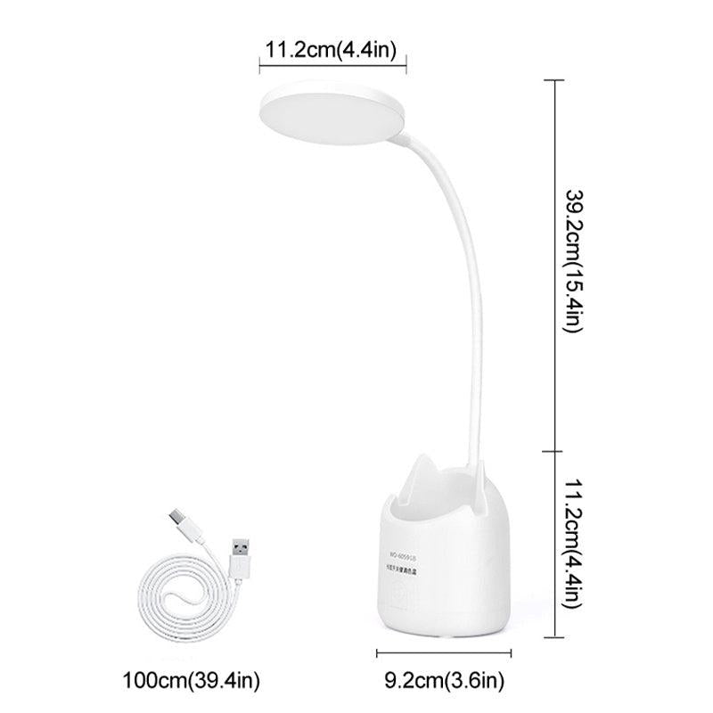 USB Touch Dimming Desk Lamp LED Reading Light Pen Holder Table L
