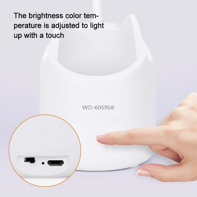 USB Touch Dimming Desk Lamp LED Reading Light Pen Holder Table L