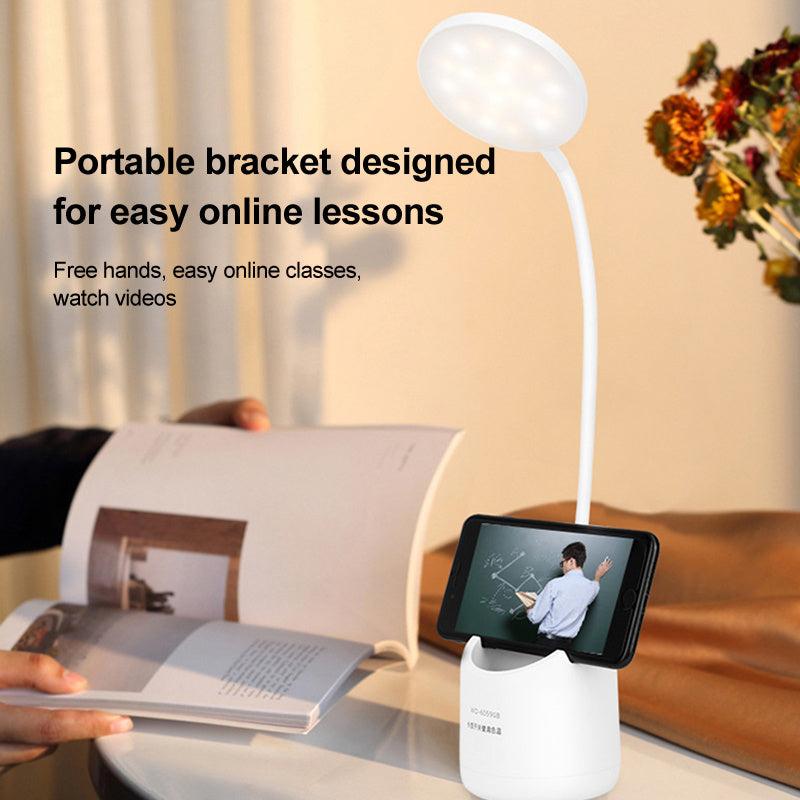USB Touch Dimming Desk Lamp LED Reading Light Pen Holder Table L