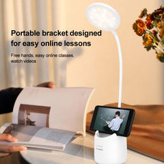 USB Touch Dimming Desk Lamp LED Reading Light Pen Holder Table L