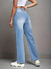 Distressed High Waist Loose Fit Street Denim Jeans