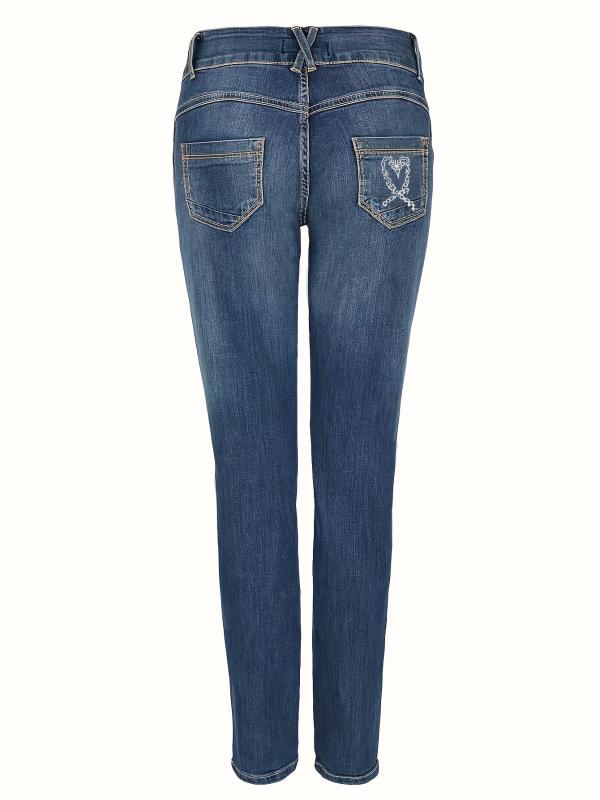 Embroidered Decor Skinny Jeans Slim Fit Mid Stretch High Waist