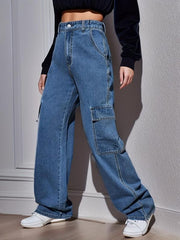 Cargo Pants Loose Fit Non Stretch Carpenter Jeans Women's Denim