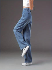 Water Ripple Embossed Denim Jeans Women's Casual Pants