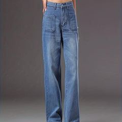 Water Ripple Embossed Denim Jeans Women's Casual Pants