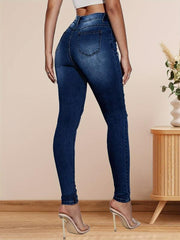 High Stretch Distressed Skinny Jeans - Women's Denim