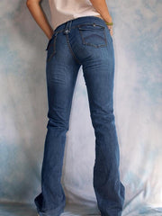 Button Flared Jeans High Waist Bell Bottom High Rise Denim Pants