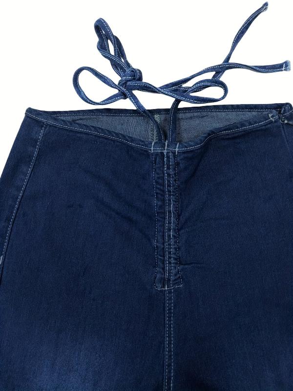 Lace Up Flare Jeans Mid Stretch Slim Fit Casual Bell Bottom Jeans