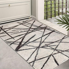 Soft Modern Geometric Stripe Area Rug Non Slip Cashmere Rug