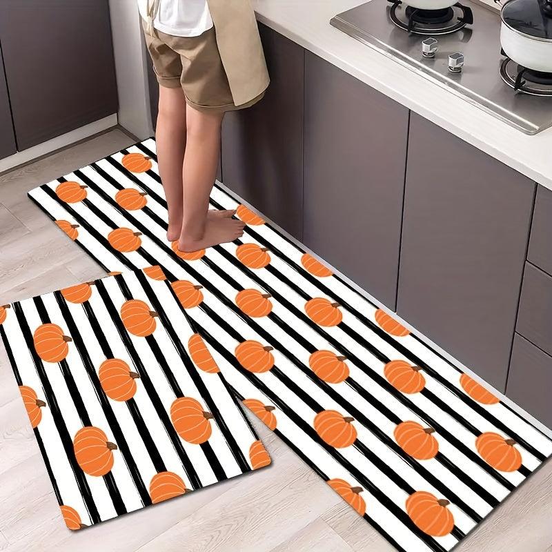Halloween Kitchen Rug Anti Fatigue Non-slip Mat Pumpkin Decor