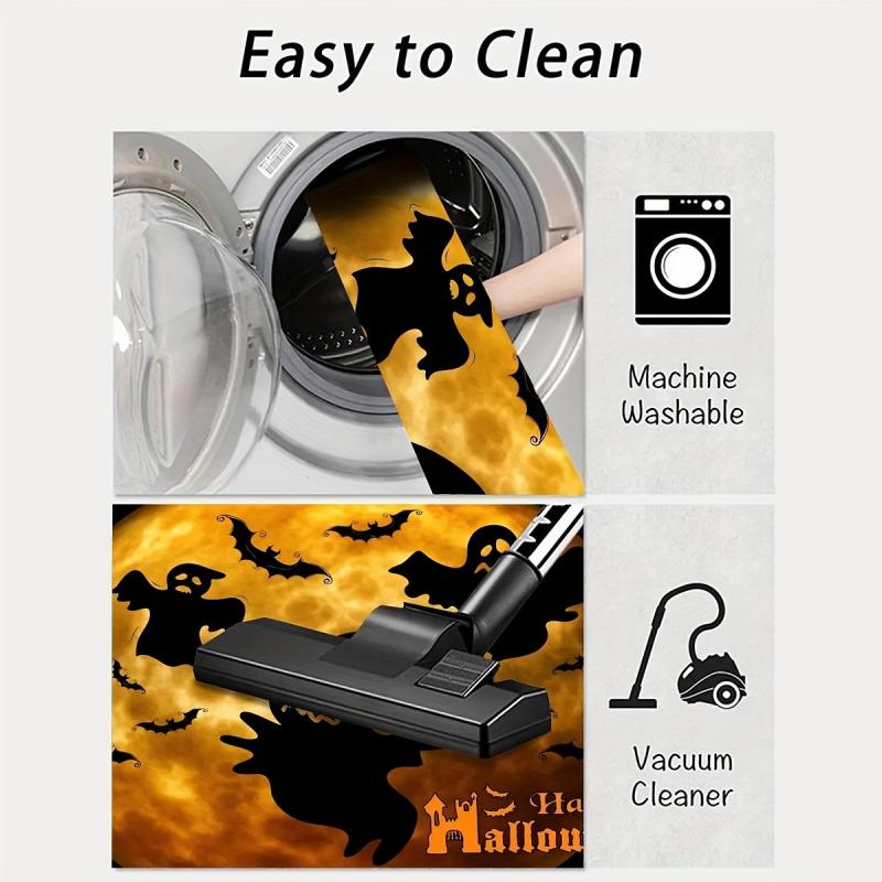 Halloween Ghost Pattern Rug Anti-Slip Absorbent Soft Carpet