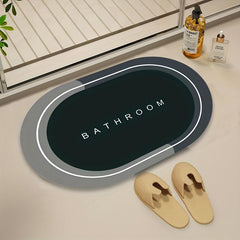 Non Slip Quick Dry Bathroom Rugs Absorbent Thin Bath Mat - Oval Shape