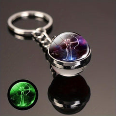 Luminous Constellation Keychain Pendant Glass Ball Time Gems Metal Key Chain