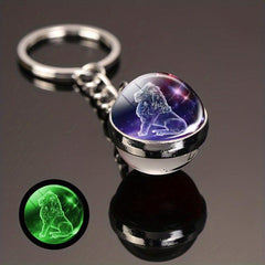 Luminous Constellation Keychain Pendant Glass Ball Time Gems Metal Key Chain