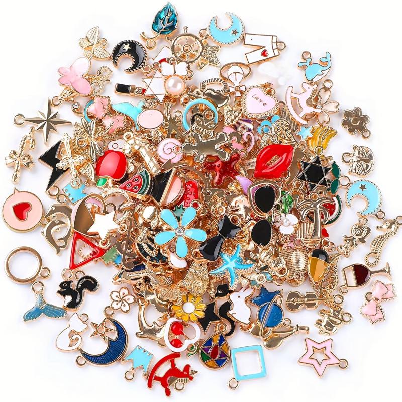 Assorted Enamel Necklace Bracelet Charms Pendants for DIY Jewelry Making