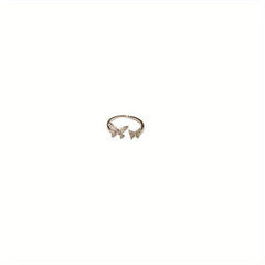 Adjustable Butterfly Rhinestone Cuff Ring - Stylish Sparkle Jewelry