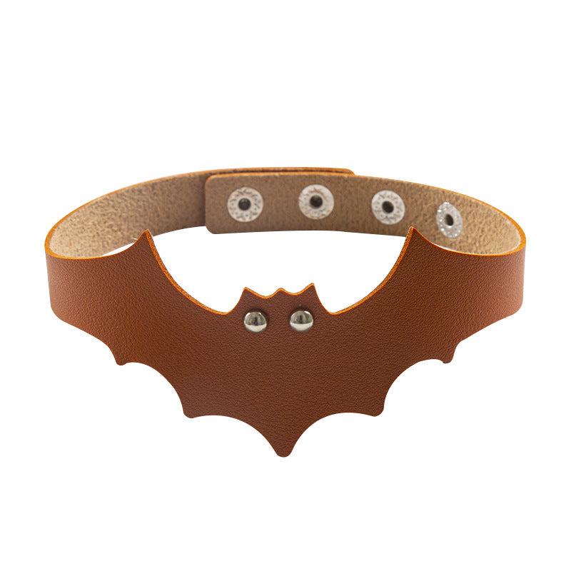 Gothic Punk Halloween Bat PU Leather Choker