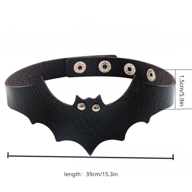 Gothic Punk Halloween Bat PU Leather Choker