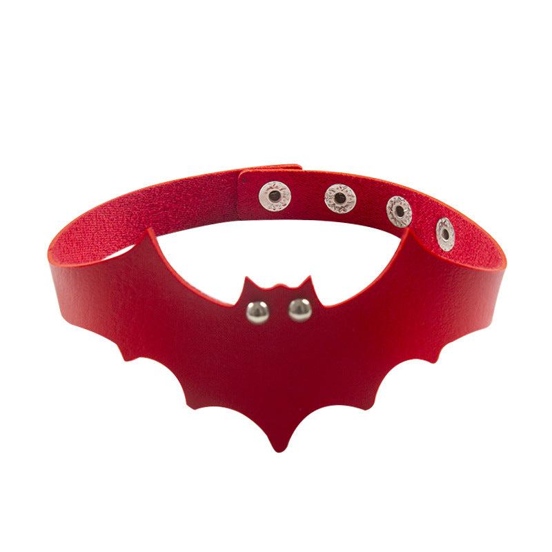 Gothic Punk Halloween Bat PU Leather Choker