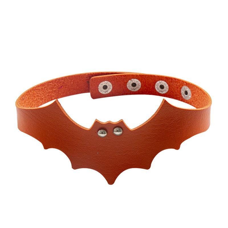 Gothic Punk Halloween Bat PU Leather Choker