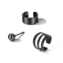 3 Pcs Set Stud Earrings Clip-On Unique Statement Ear Accessories
