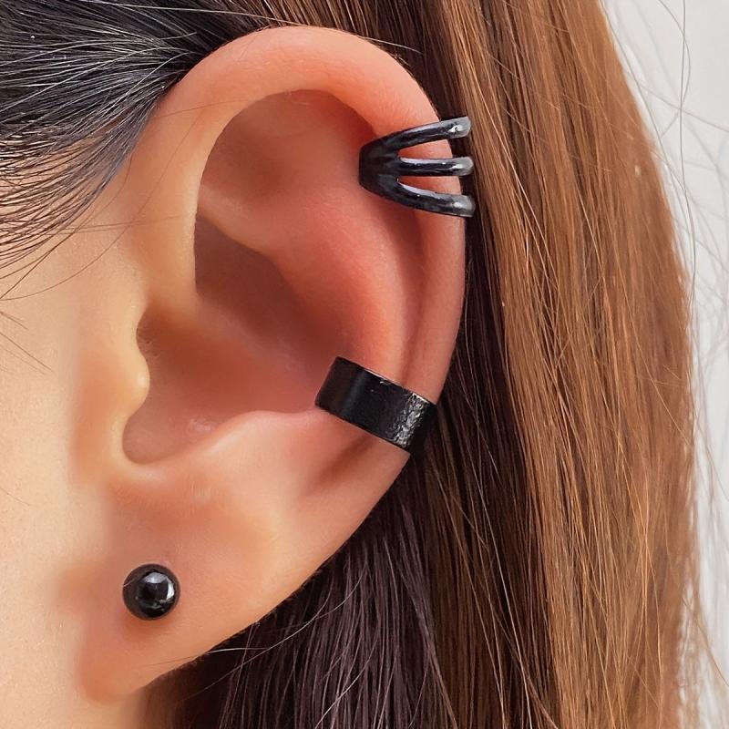 3 Pcs Set Stud Earrings Clip-On Unique Statement Ear Accessories