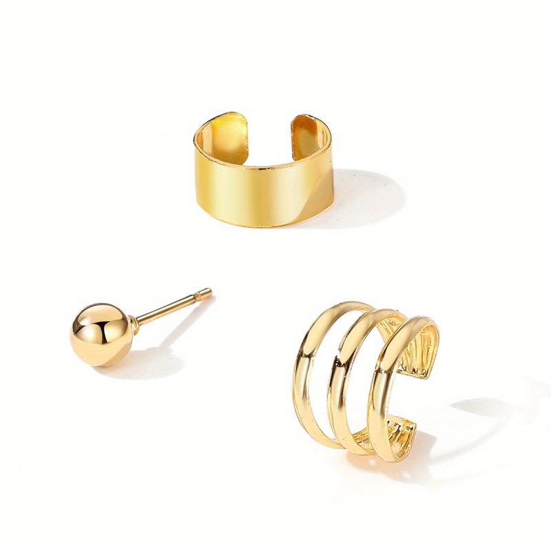 3 Pcs Set Stud Earrings Clip-On Unique Statement Ear Accessories