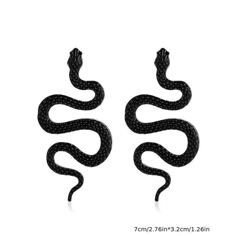 Snake Shaped Stud Earrings Gothic Style Alloy Jewelry
